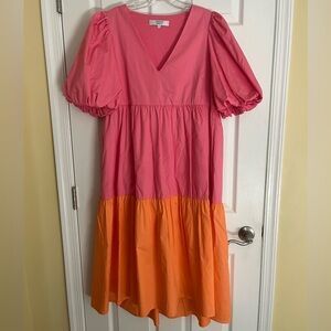 Fun puff sleeve color block dress